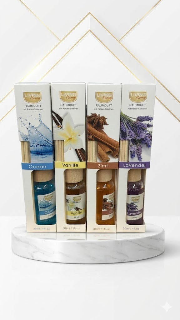 Raumduft Diffuser 30ml 1 Stück Duftstäbchen Auswahl Lavendel Vanille Ocean Zimt