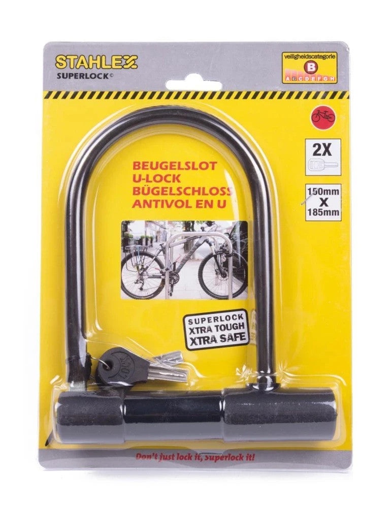 Bügelschloss U-Schloss 150x180mm Stahl mit Schlüssel Diebstahlschutz für Fahrrad