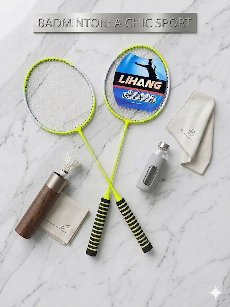 Badmintonschläger Set leicht stabil grün für Freizeit Training Sport