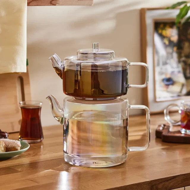 Karaca Glas Teekanne Borosilikat 1.1L 1.8L mit Sieb Deckel hitzebeständig