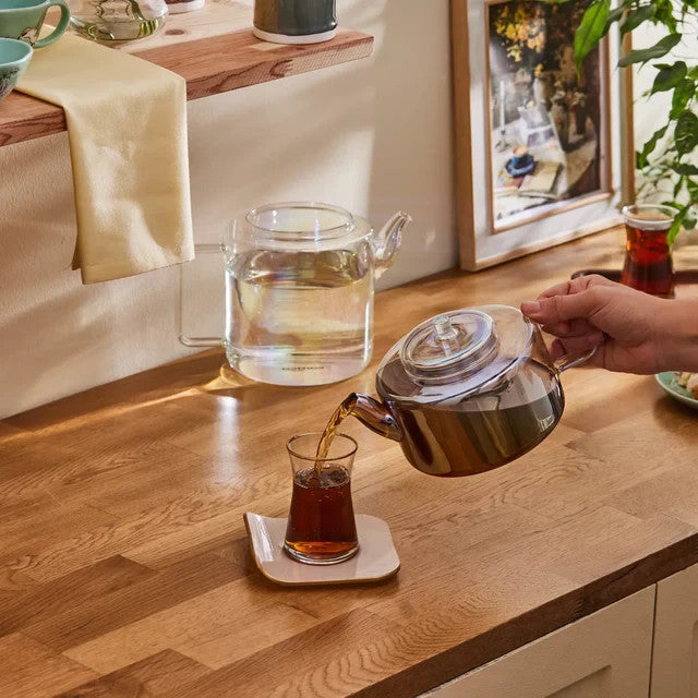 Karaca Glas Teekanne Borosilikat 1.1L 1.8L mit Sieb Deckel hitzebeständig