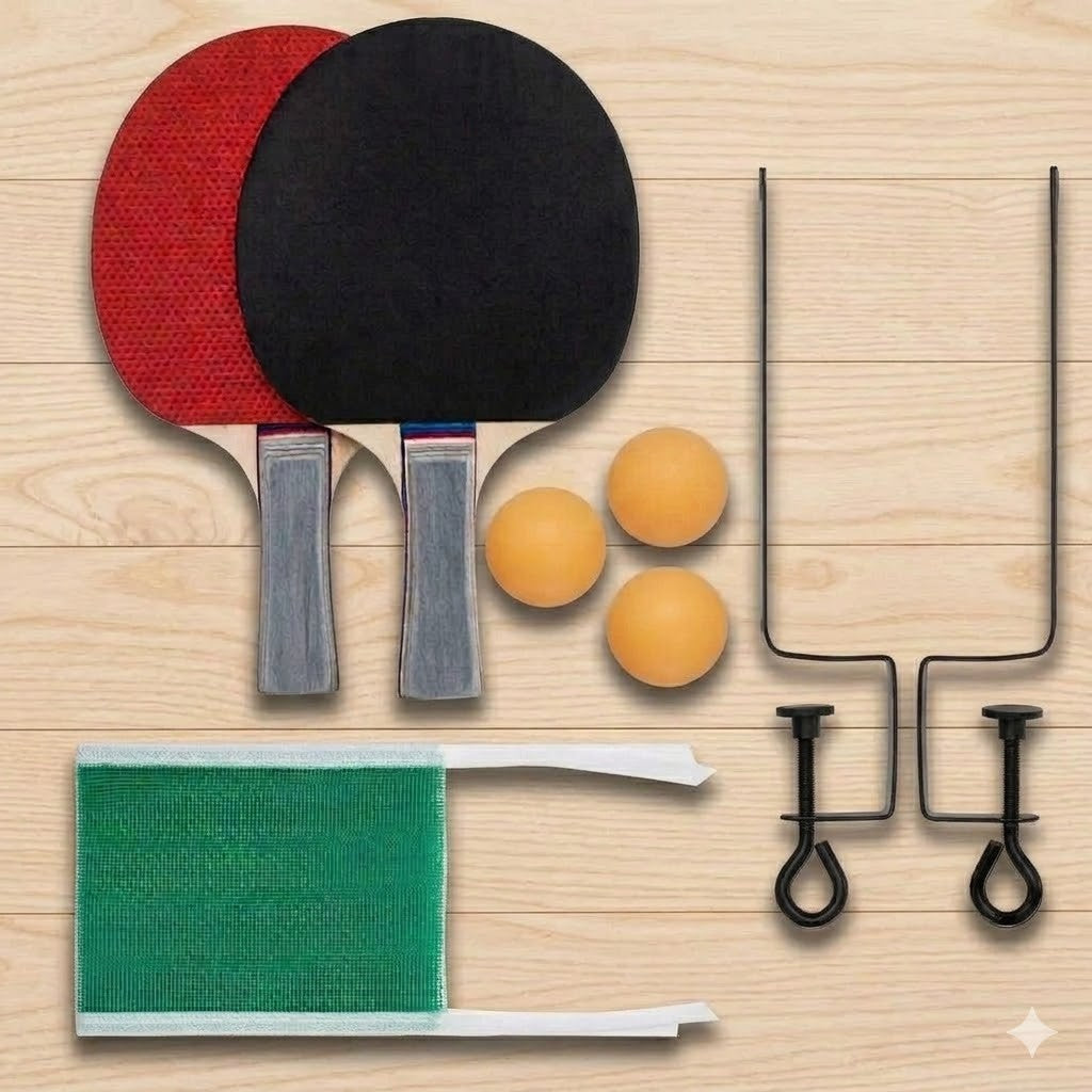 Tischtennis Set 2 Schläger 3 Bälle Netz Garnitur Ping Pong Komplett