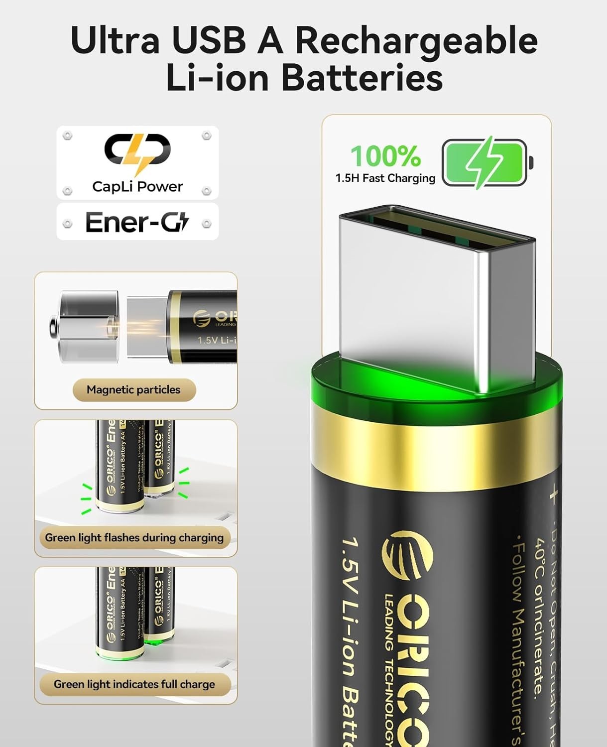 AA Akku 1.5V Lithium USB wiederaufladbar 1400mWh 4er Set