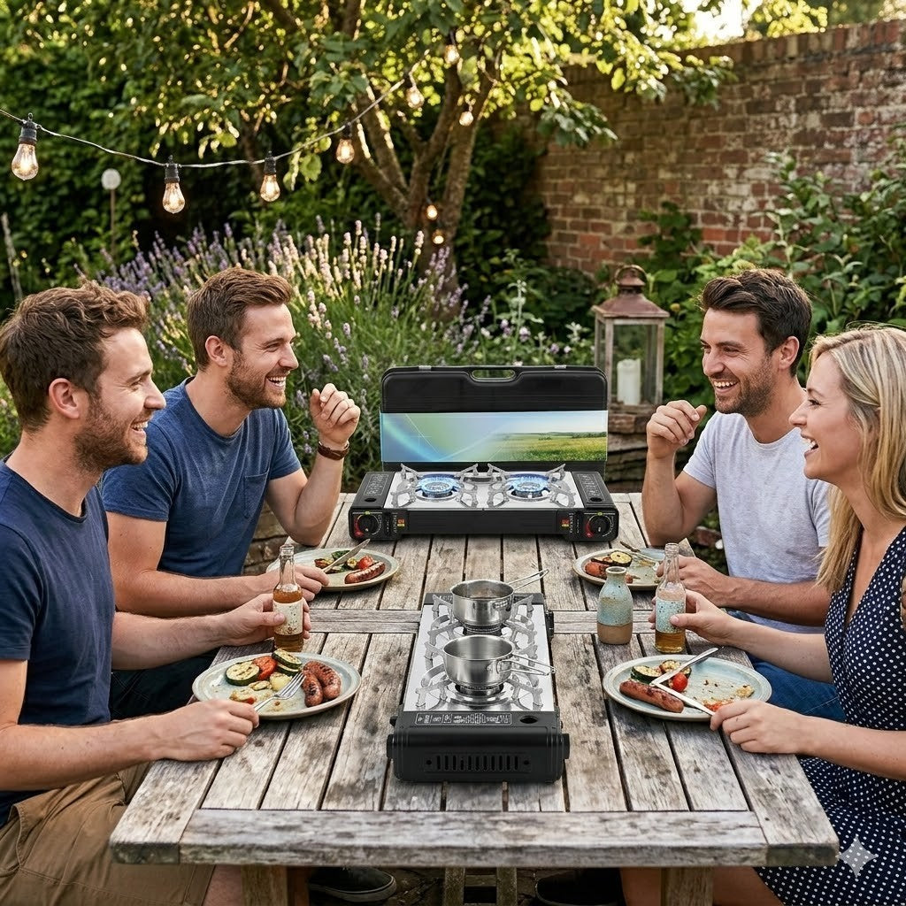 Doppel Campingkocher 2 flammig Gaskocher Kartusche Outdoor Herd