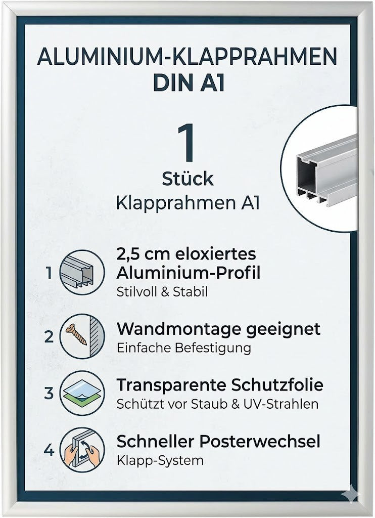 Klapprahmen A1 Posterrahmen Alu 25mm Wandmontage Werberahmen