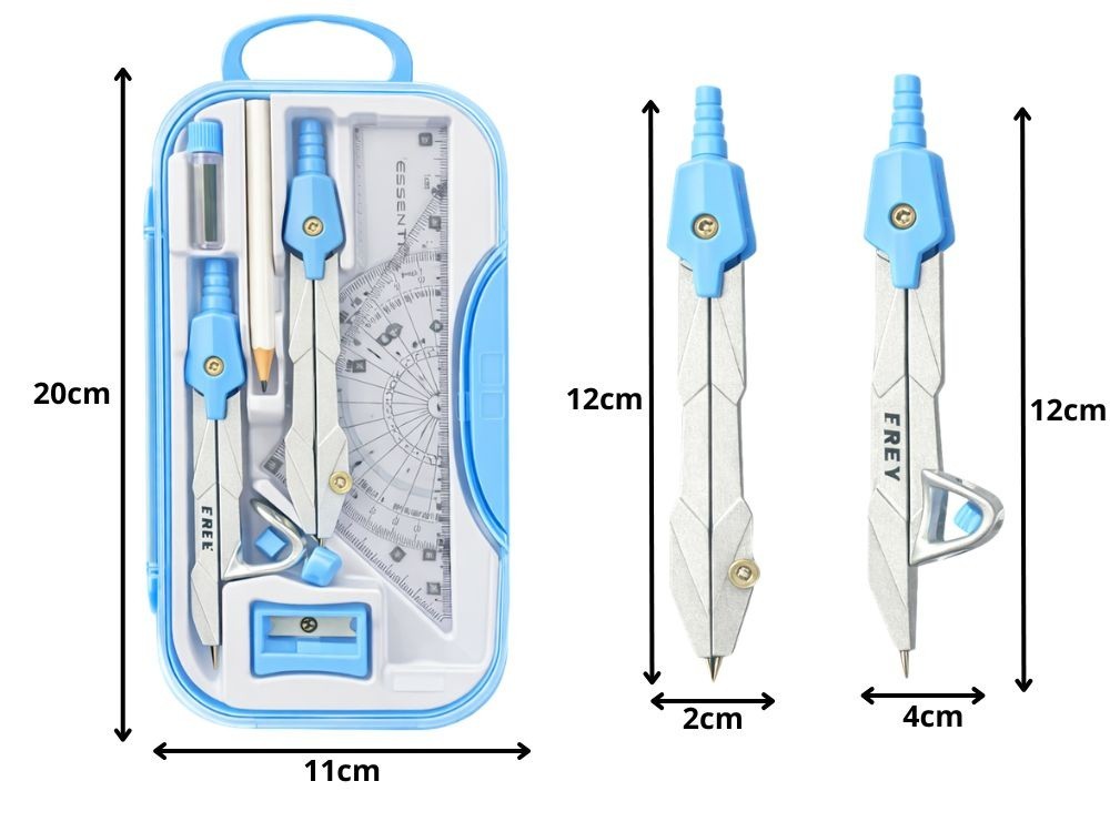Geometrie Set 9 teilig Zirkel Lineal Geodreieck Etui Schule Set