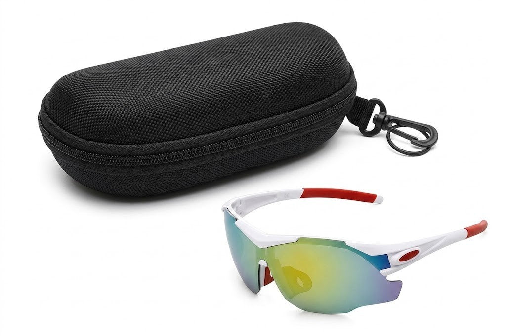 Sport Sonnenbrille UV400 Panorama Fahrrad Laufbrille mit EVA Etui Unisex
