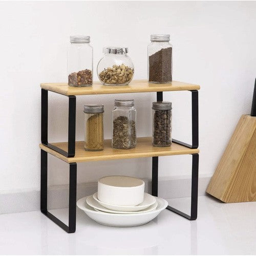 Bambus Gewürzregal 2er Set Küchenregal Organizer Standregal Küche