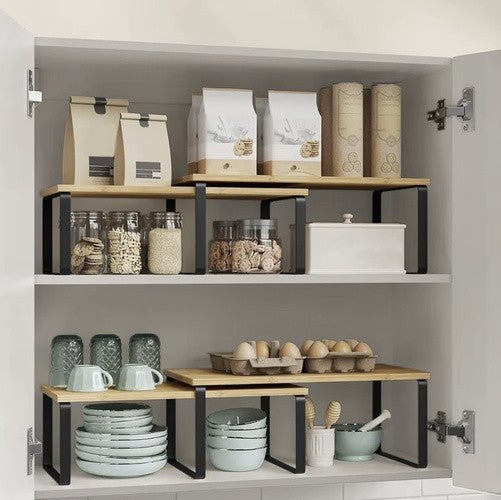 Bambus Gewürzregal 2er Set Küchenregal Organizer Standregal Küche
