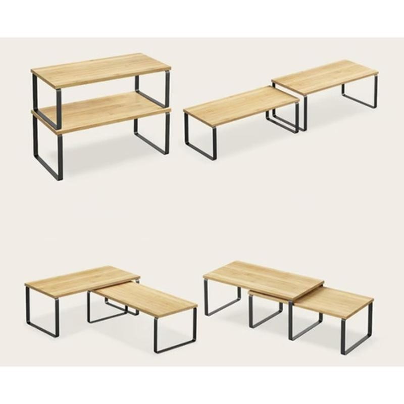 Bambus Gewürzregal 2er Set Küchenregal Organizer Standregal Küche