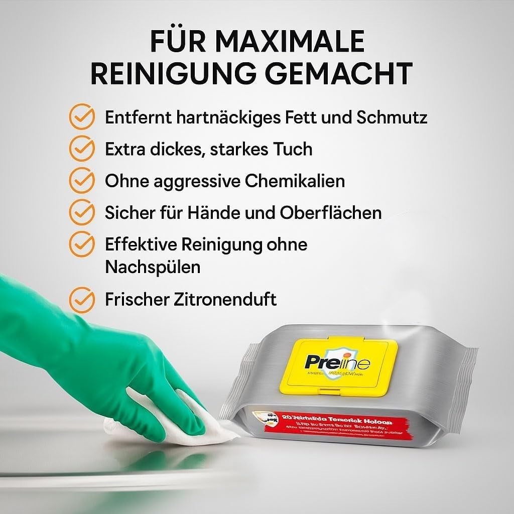 Fettlöser Reinigungstücher XL 60 Stück 1 oder 12 Pack Küche Ofen