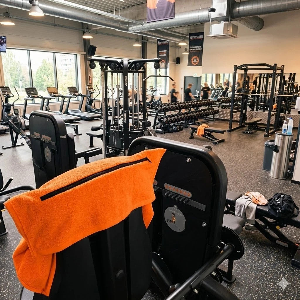 Fitness Handtuch mit Tasche 90x45 Baumwolle rutschfest Sport