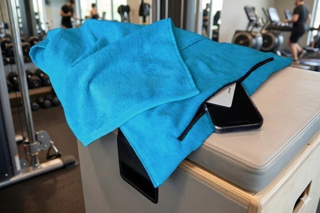 Fitness Handtuch mit Tasche 90x45 Baumwolle rutschfest Sport