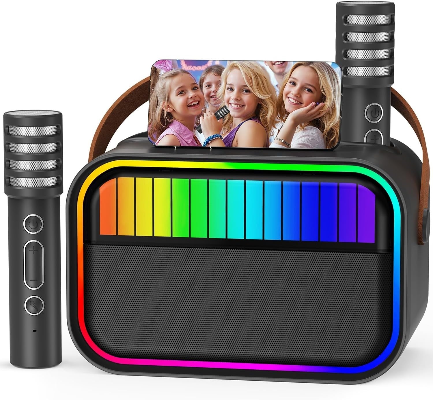Karaoke Maschine Bluetooth 2 Mikrofone tragbar Kinder Party Lautsprecher