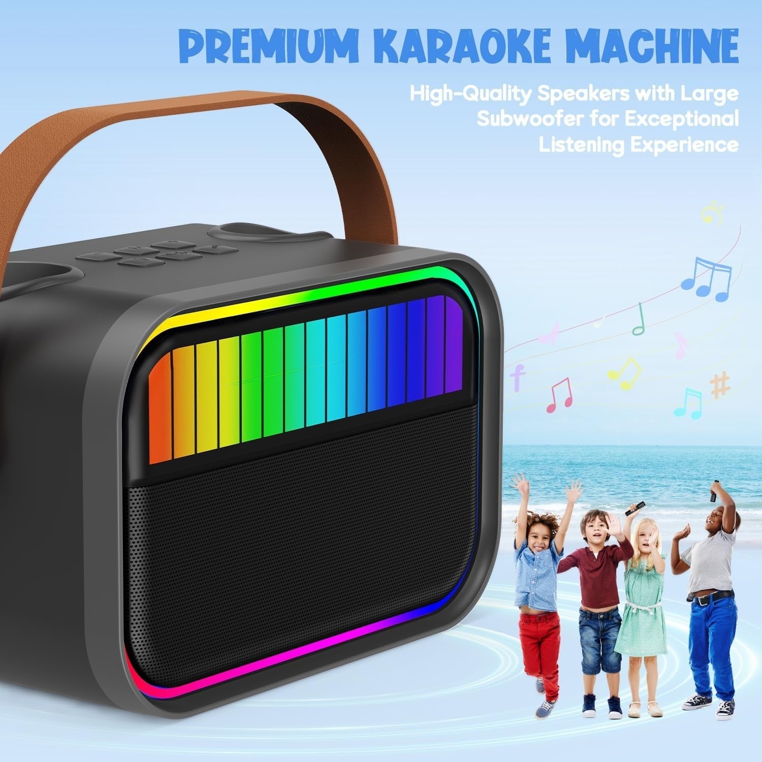 Karaoke Maschine Bluetooth 2 Mikrofone tragbar Kinder Party Lautsprecher