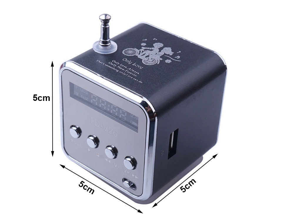 Mini Bluetooth Lautsprecher Tragbarer  – FM Radio, USB, AUX, microSD & LED Display (Zufallsfarbe)