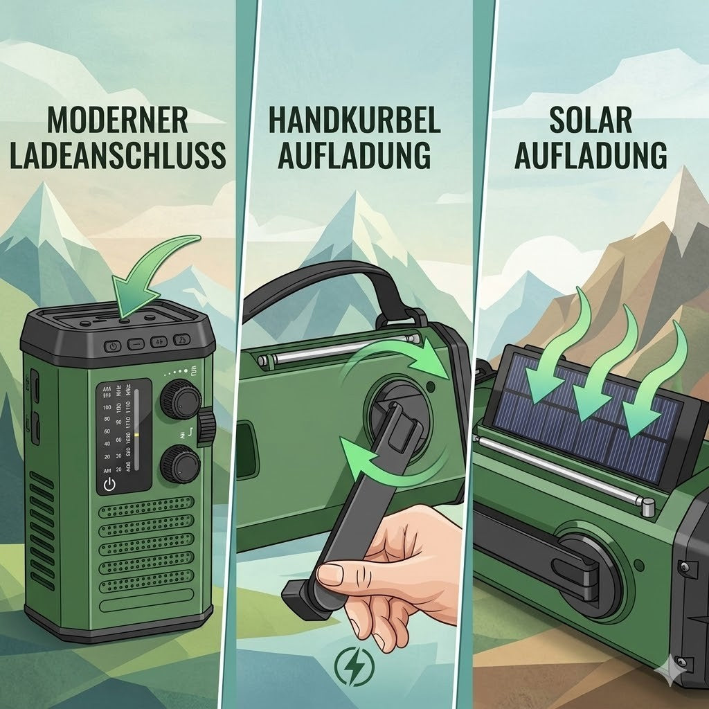 Notfallradio Solar 10000mAh FM AM NOAA Kurbel Radio Powerbank