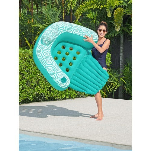 Poolsessel Luftmatratze 145x120cm Wasserliege mit Getränkehalter