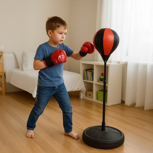 Kinder Boxsack Set Höhenverstellbar mit Boxhandschuhe Punching Ball