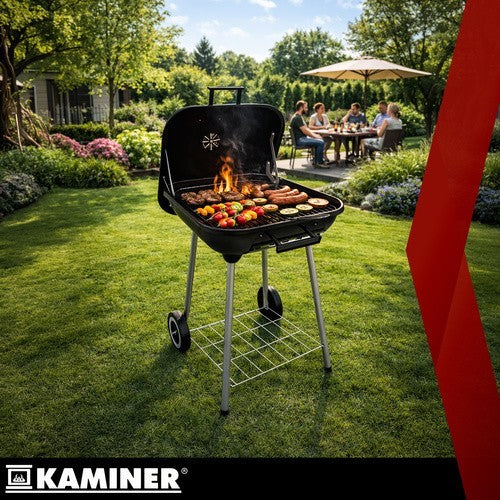 Holzkohlegrill mit Deckel fahrbar Grillwagen Garten Grill