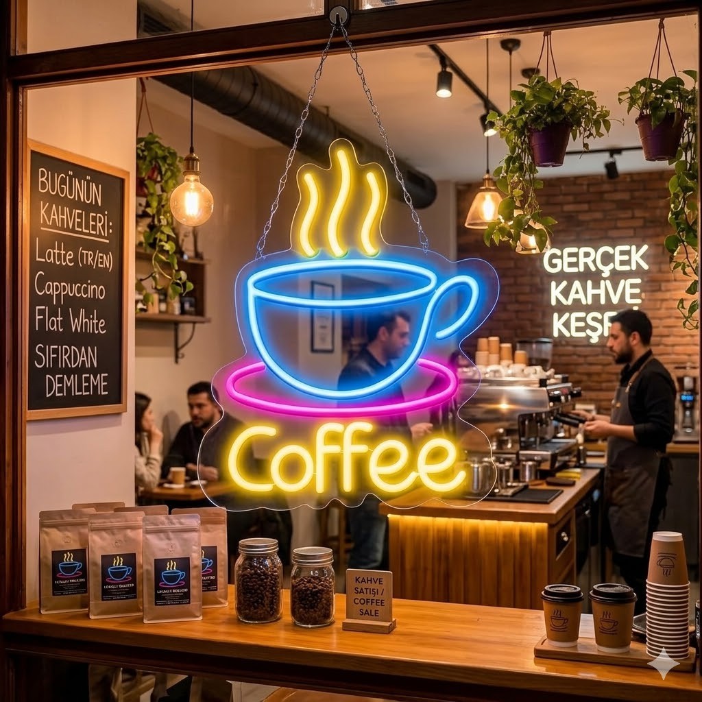 LED Kaffee Neon Schild dimmbar USB 43cm Coffee Leuchtschild