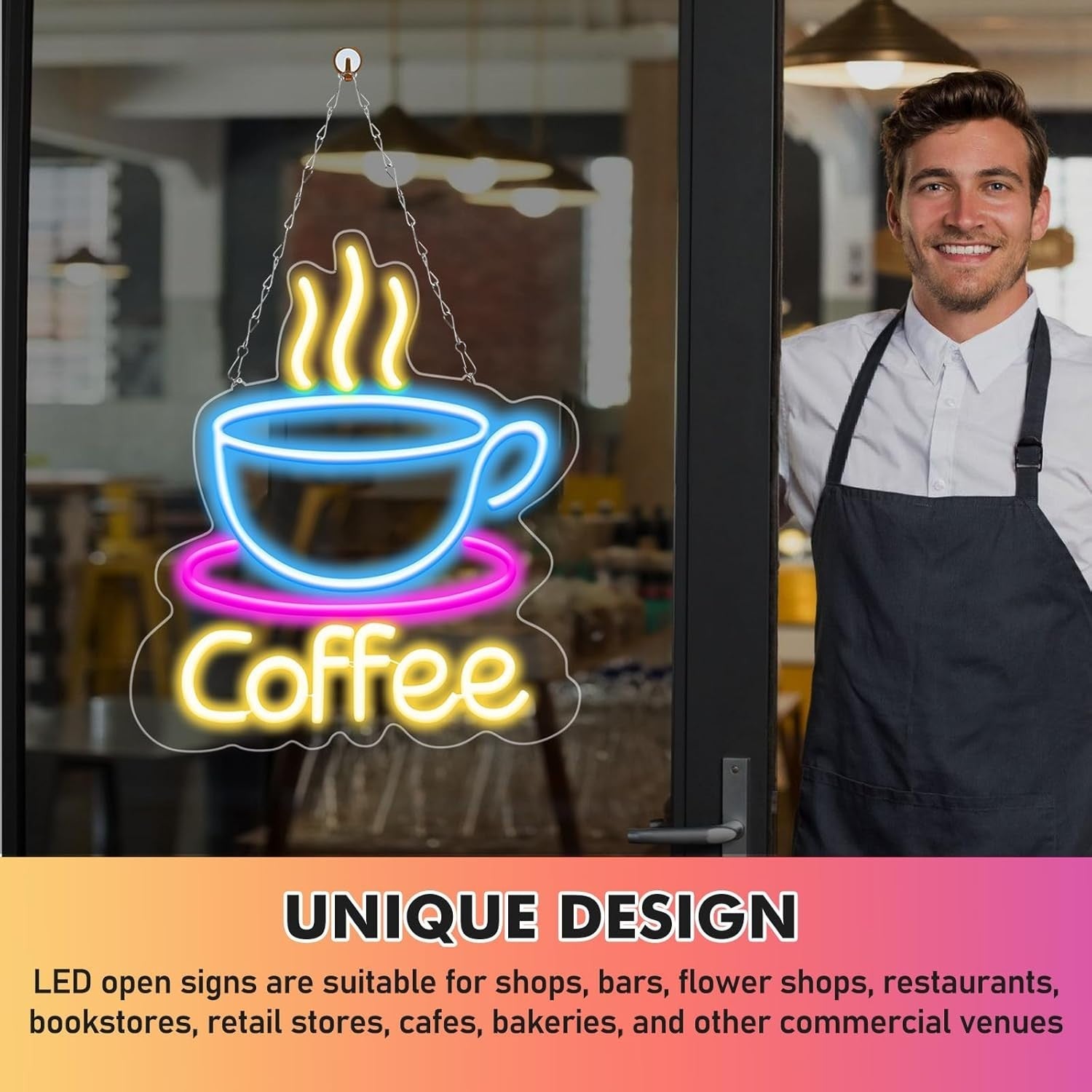 LED Kaffee Neon Schild dimmbar USB 43cm Coffee Leuchtschild