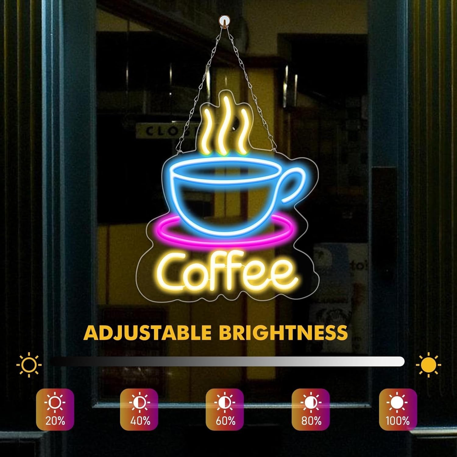 LED Kaffee Neon Schild dimmbar USB 43cm Coffee Leuchtschild