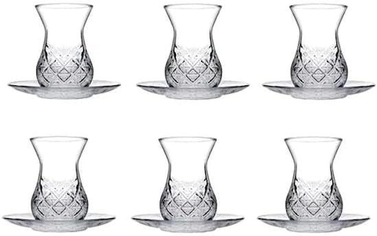 Pasabahce Teegläser Set 12tlg  mit Untertasse Glas Teeservice