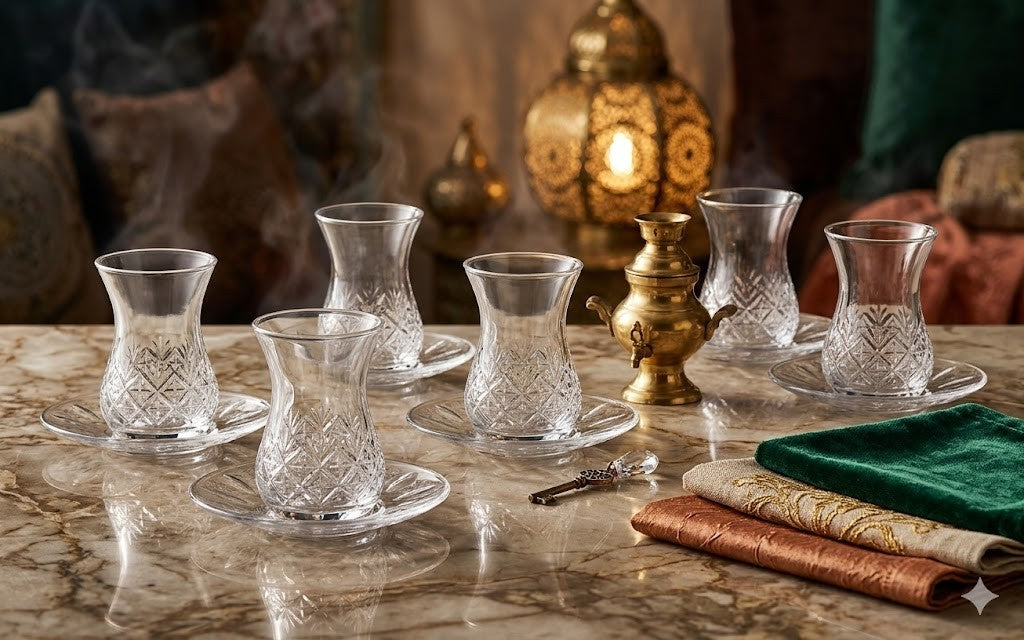 Pasabahce Teegläser Set 12tlg  mit Untertasse Glas Teeservice
