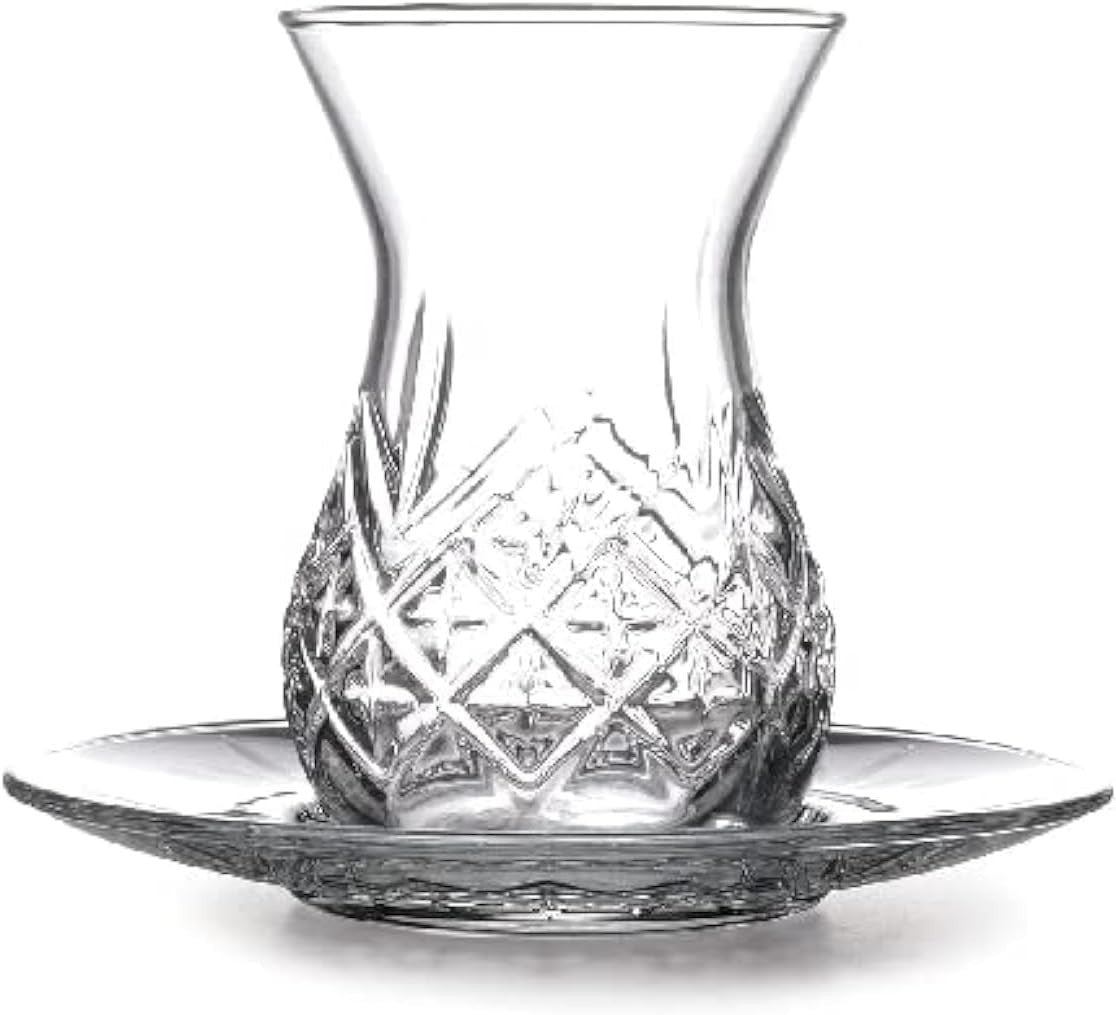 Pasabahce Teegläser Set 12tlg  mit Untertasse Glas Teeservice