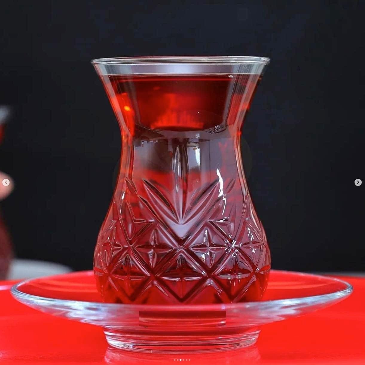 Pasabahce Teegläser Set 12tlg  mit Untertasse Glas Teeservice