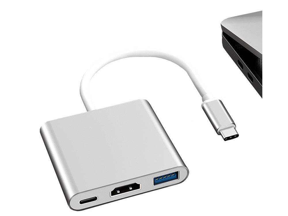 USB C Hub 3in1 mit HDMI 4K und USB 3.0 – Type C Adapter für Laptop, MacBook, Tablet und PC