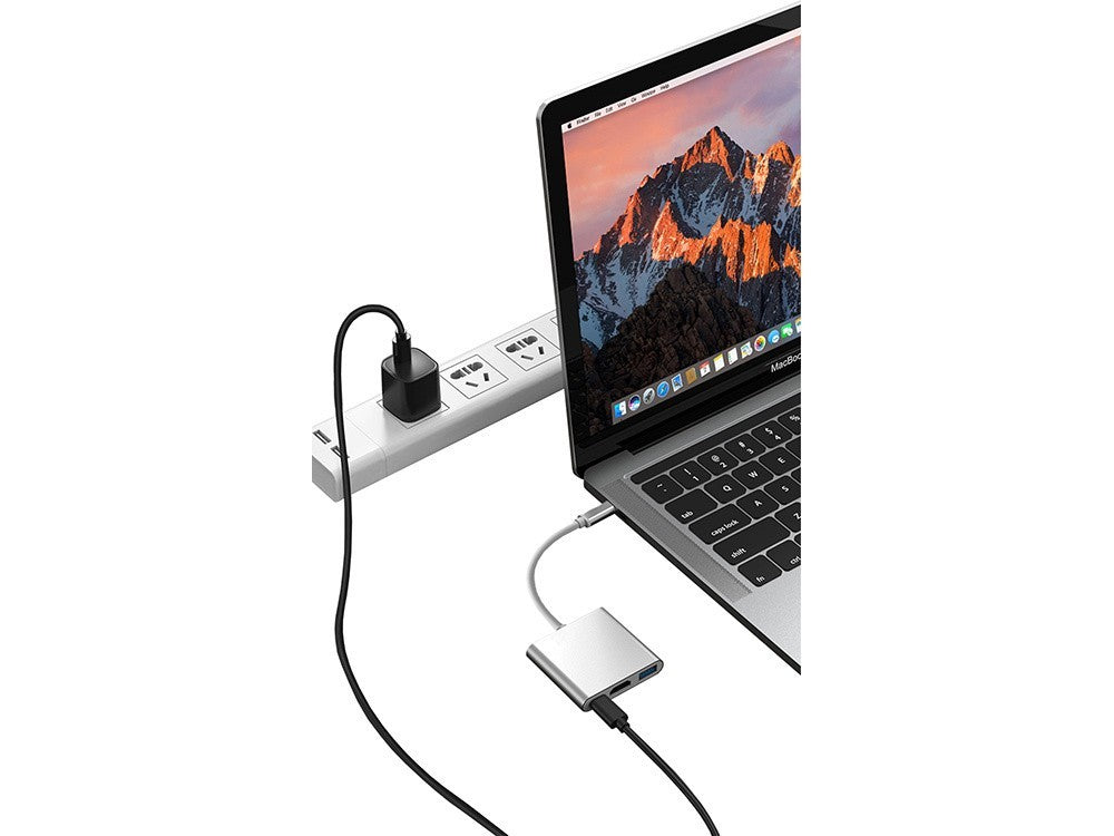 USB C Hub 3in1 mit HDMI 4K und USB 3.0 – Type C Adapter für Laptop, MacBook, Tablet und PC