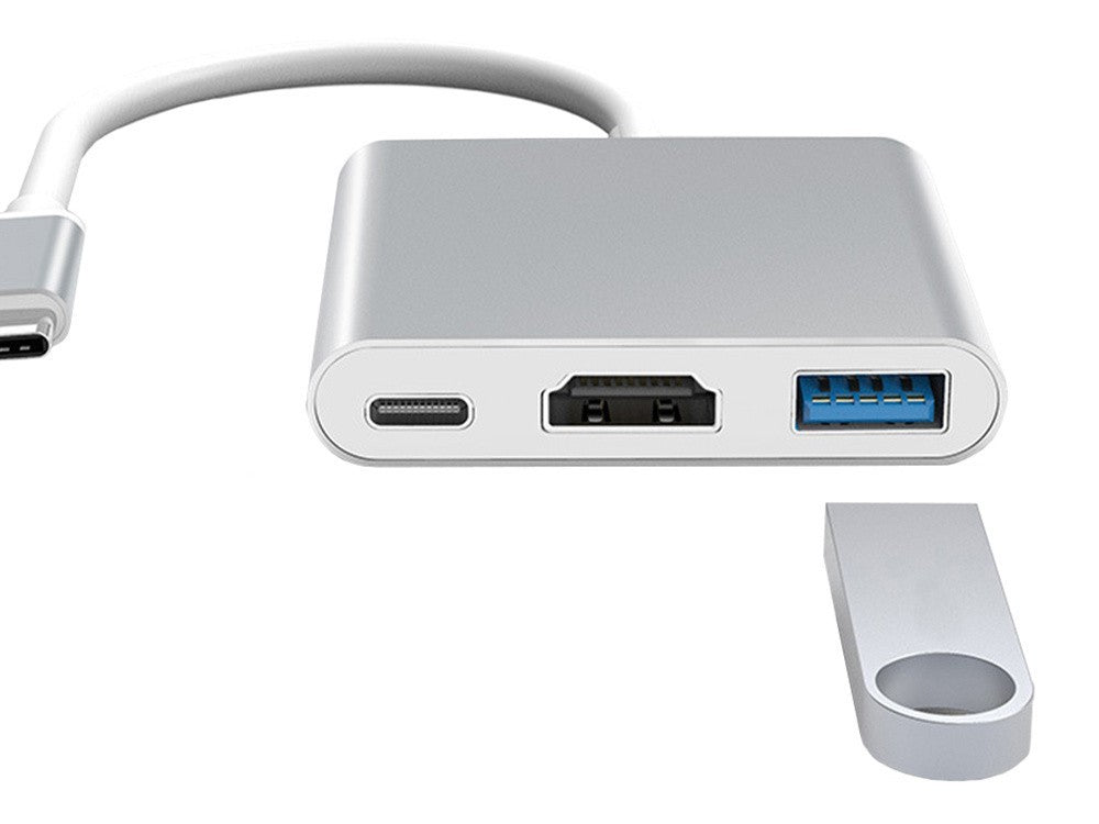 USB C Hub 3in1 mit HDMI 4K und USB 3.0 – Type C Adapter für Laptop, MacBook, Tablet und PC