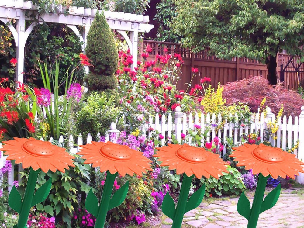 Garten Sprinkler Sonnenblume mit Erdspieß – Dekorativer Rasensprenger für Gartenbewässerung, Rasen und Blumenbeete