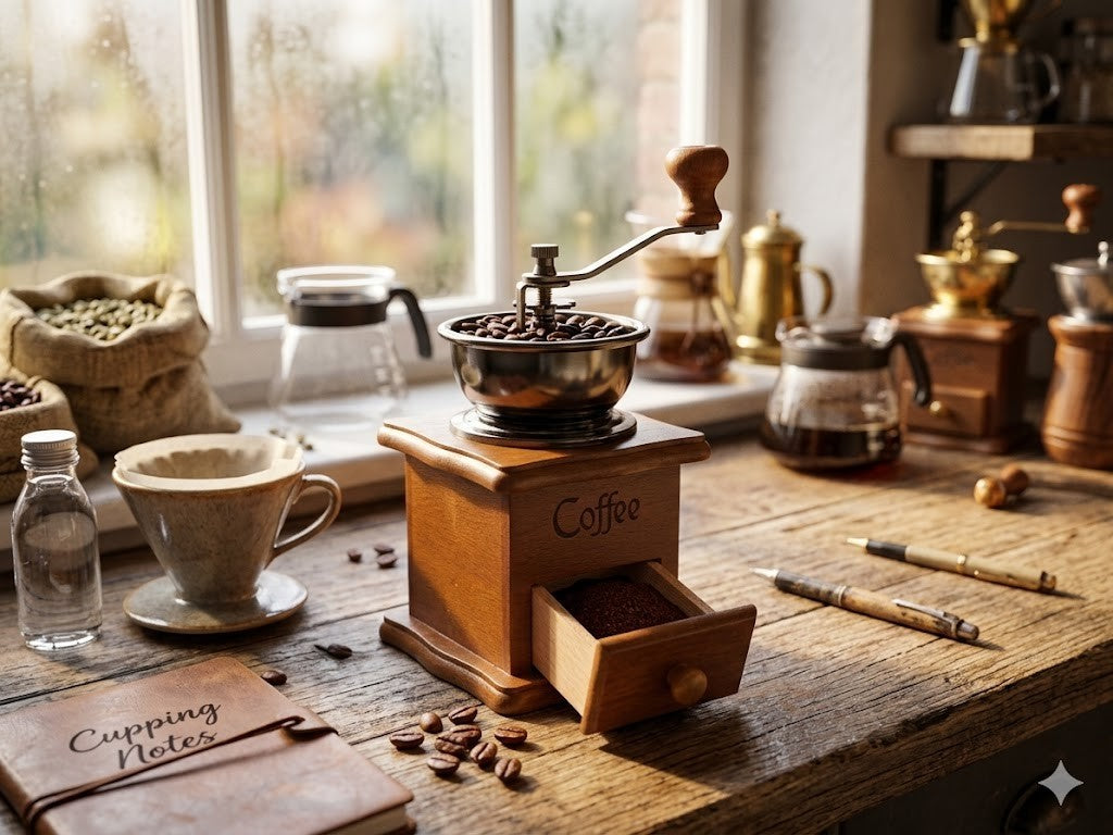 Kaffeemühle manuell Retro-Stil Keramikmahlwerk für Kaffeebohnen Pfeffer, Gewürze