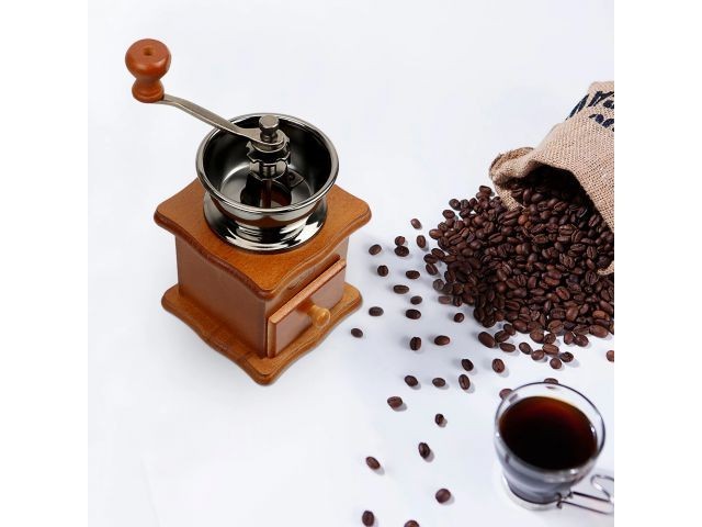 Kaffeemühle manuell Retro-Stil Keramikmahlwerk für Kaffeebohnen Pfeffer, Gewürze