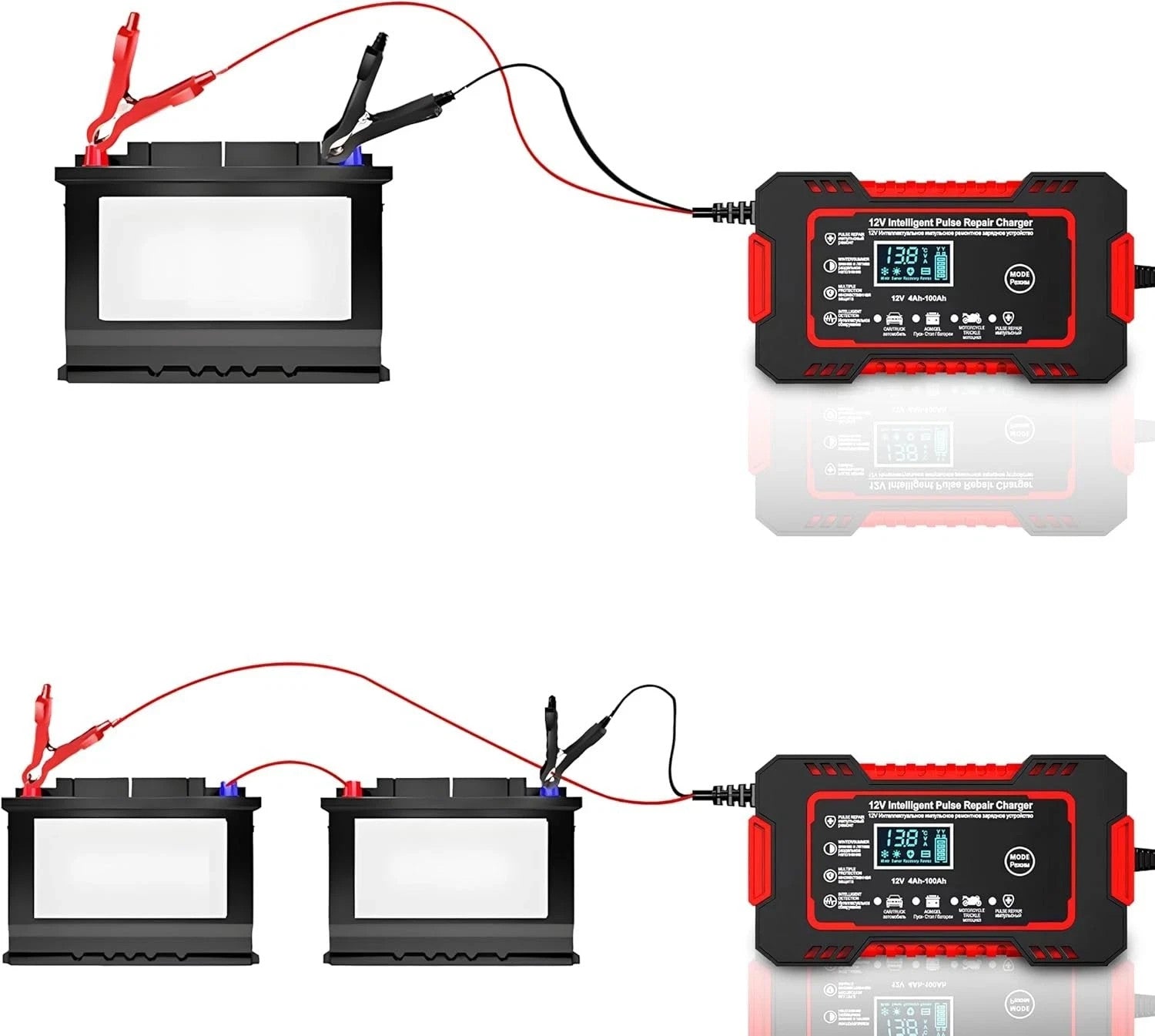 Batterieladegerät 12V 24V 10A Auto Ladegerät LCD Reparatur