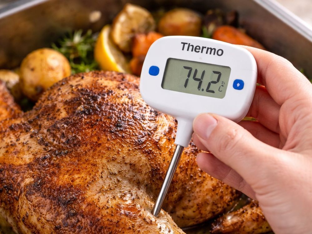 Digitales LCD-Küchenthermometer mit Fleischspieß – Präzises Bratenthermometer zum Kochen & Grillen