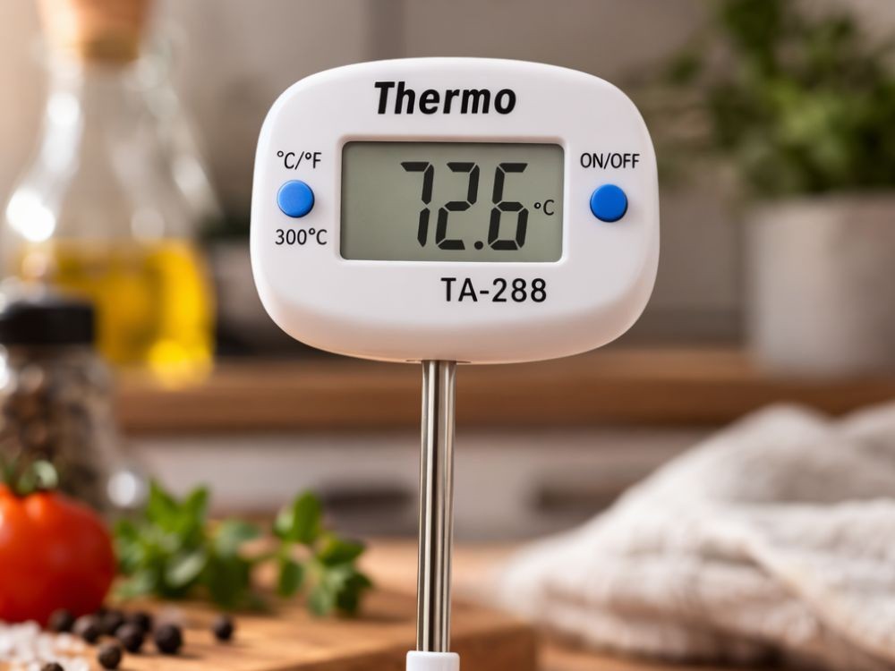 Digitales LCD-Küchenthermometer mit Fleischspieß – Präzises Bratenthermometer zum Kochen & Grillen