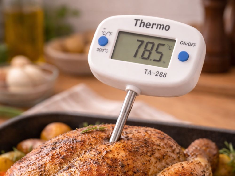 Digitales LCD-Küchenthermometer mit Fleischspieß – Präzises Bratenthermometer zum Kochen & Grillen