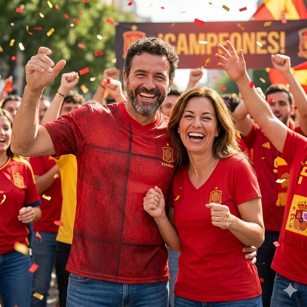 Spanien FanShirt Fußball T-Shirt WM EM Trikot Unisex V-Ausschnitt