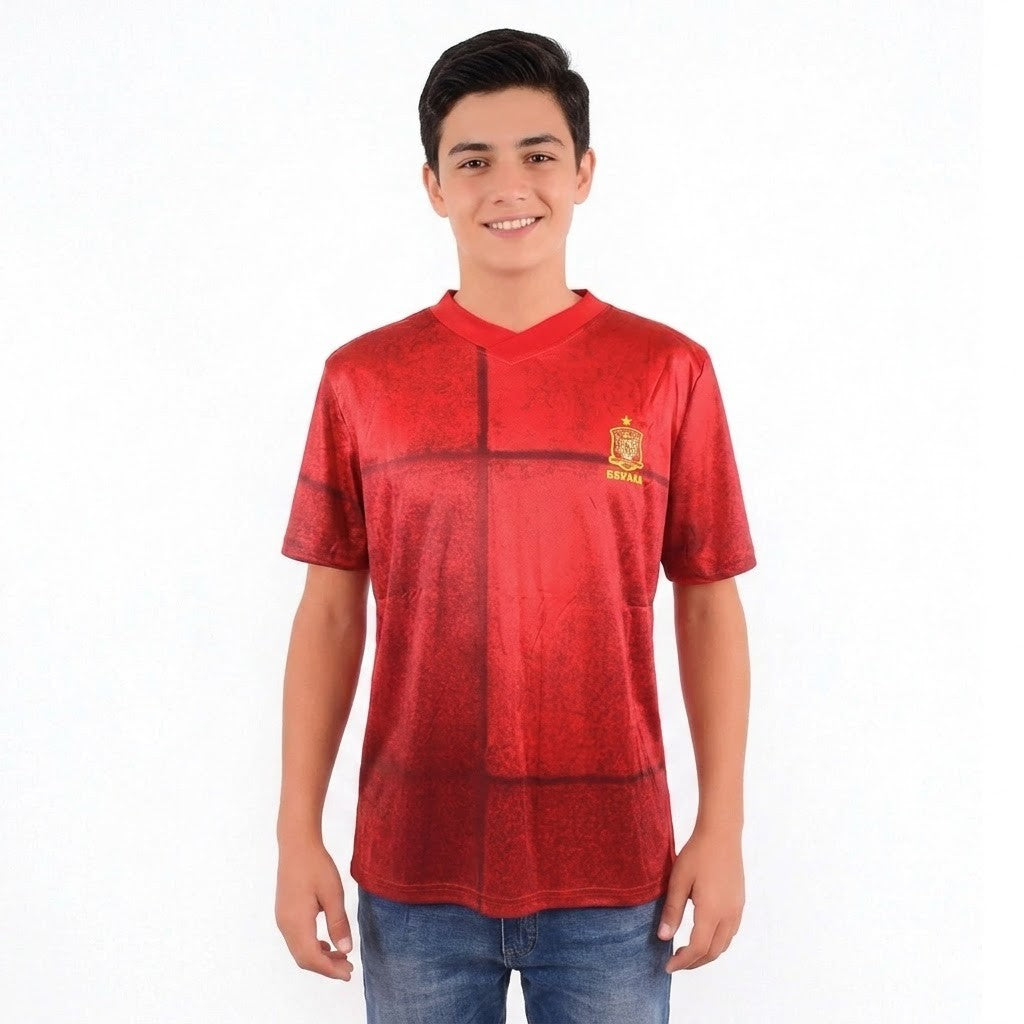 Spanien FanShirt Fußball T-Shirt WM EM Trikot Unisex V-Ausschnitt
