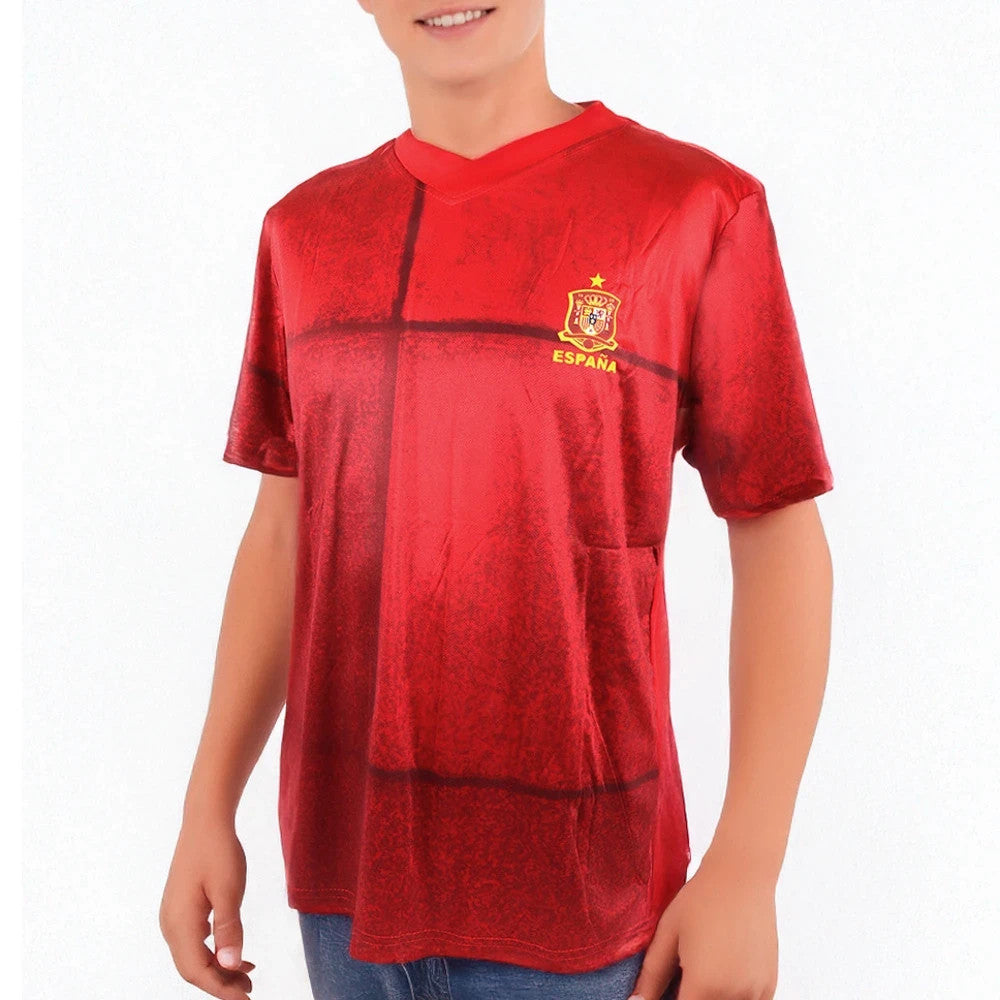 Spanien FanShirt Fußball T-Shirt WM EM Trikot Unisex V-Ausschnitt