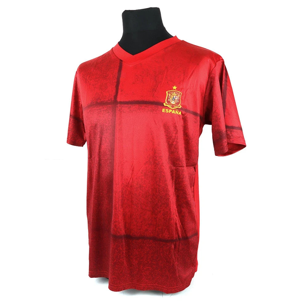 Spanien FanShirt Fußball T-Shirt WM EM Trikot Unisex V-Ausschnitt