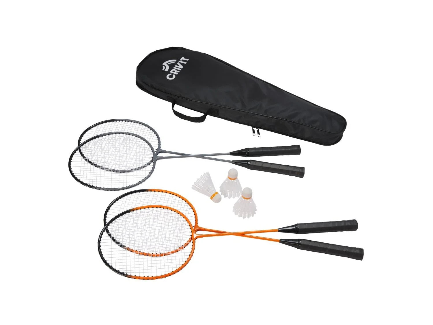 CRIVIT Badminton Set Federball 4 Spieler Schläger Bälle Tasche Outdoor