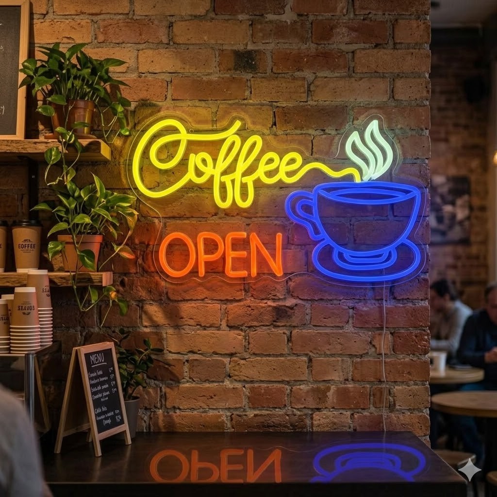 Kaffee Neon Schild LED Coffee Bar Wandlampe Deko Licht