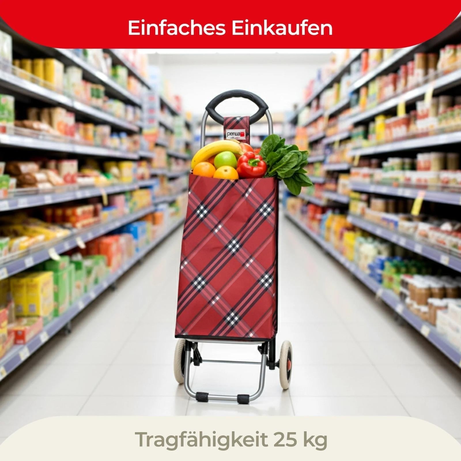 Einkaufstrolley faltbar 94cm Einkaufswagen Tasche auf Rädern