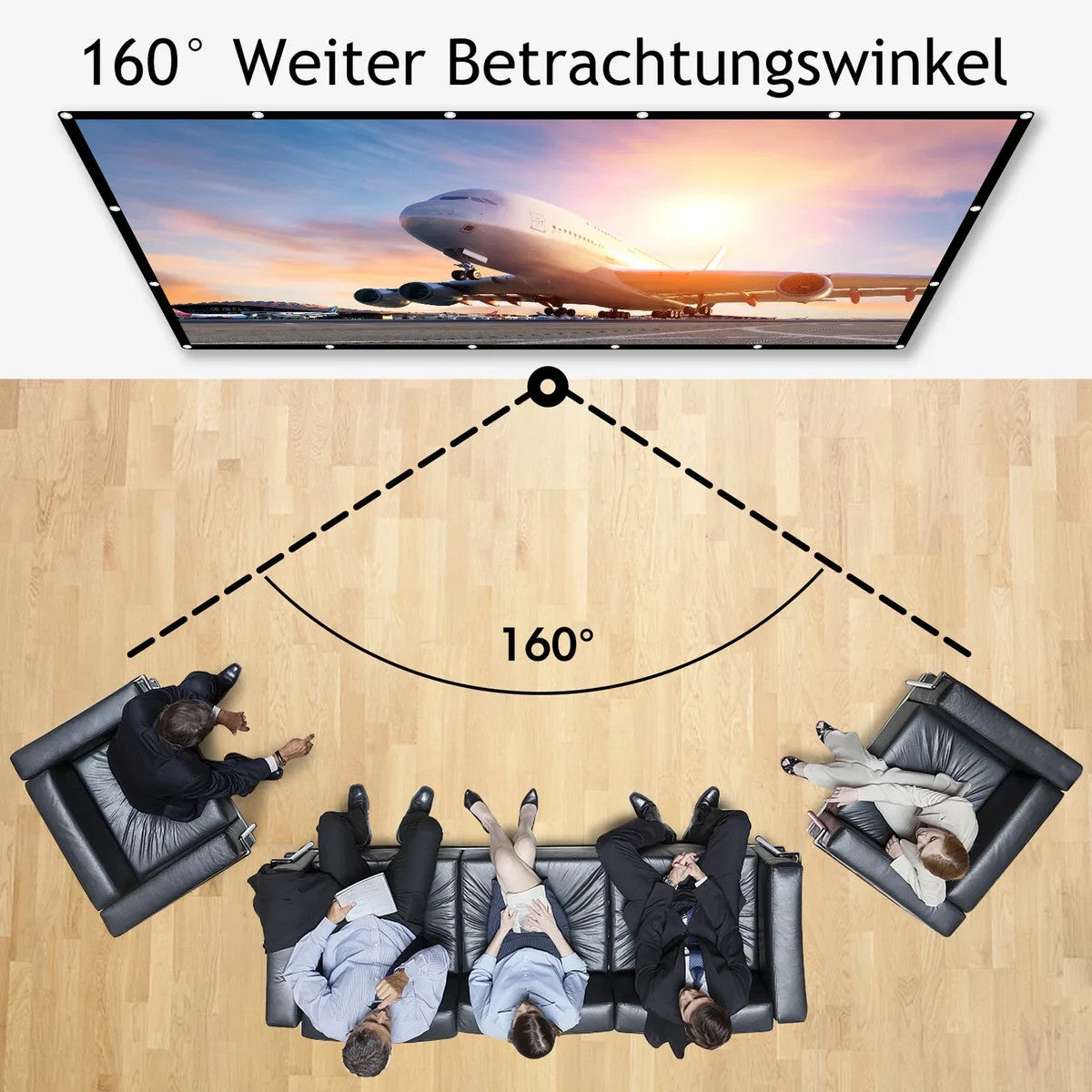 Beamer Leinwand 100 120 150 Zoll 16:9 HD Projektorleinwand Faltbar