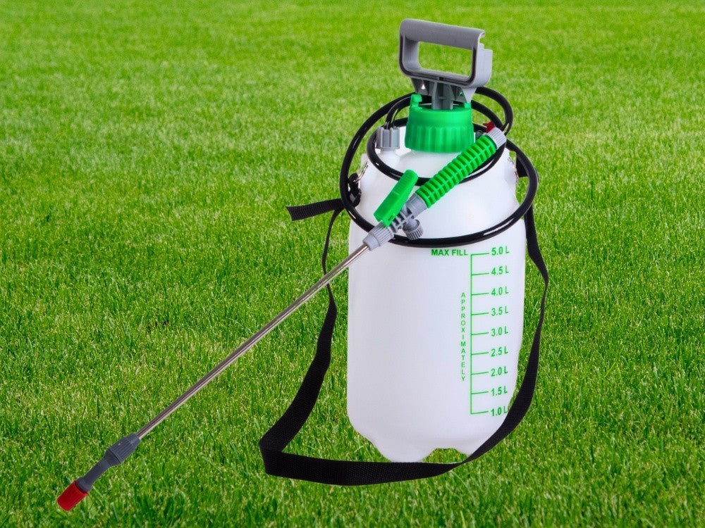 Drucksprüher 5 Liter mit Schultergurt – Gartenspritze Handsprüher mit Lanze und verstellbarer Düse für Garten, Pflanzenpflege und Reinigung